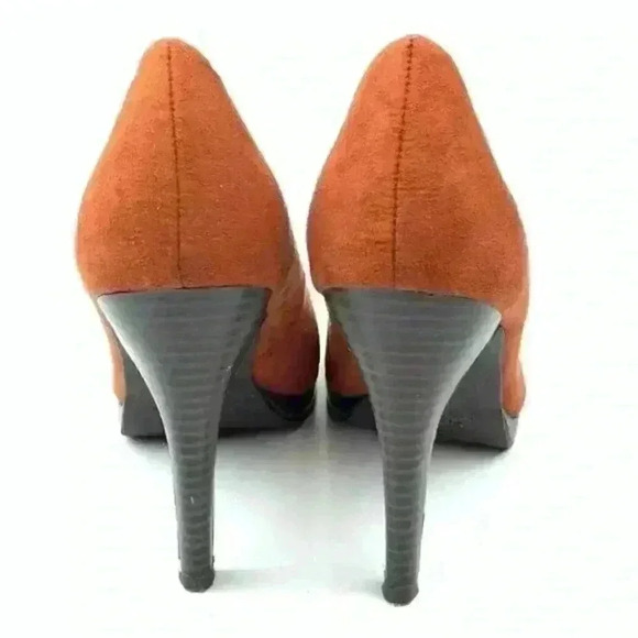 Apt 9 heels sz 6 orange rust faux suede platforms - Picture 3 of 10